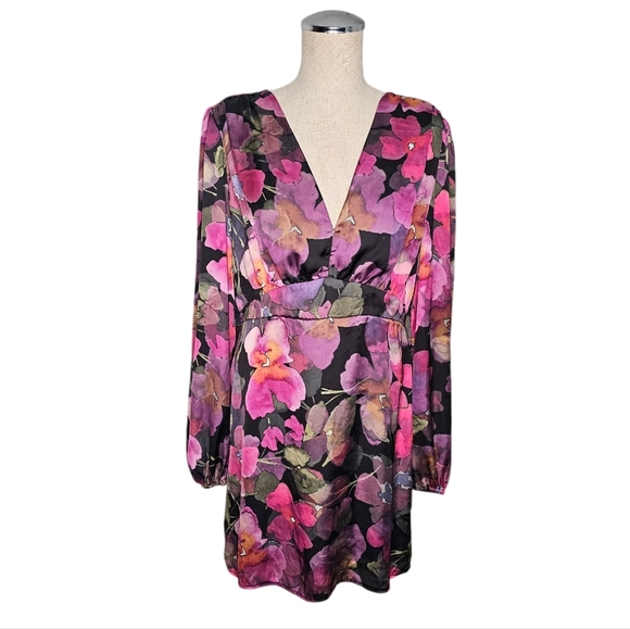 Rinascimento Floral Long Sleeve Mini Dress Statement Sleeves Size XL - Picture 1 of 16